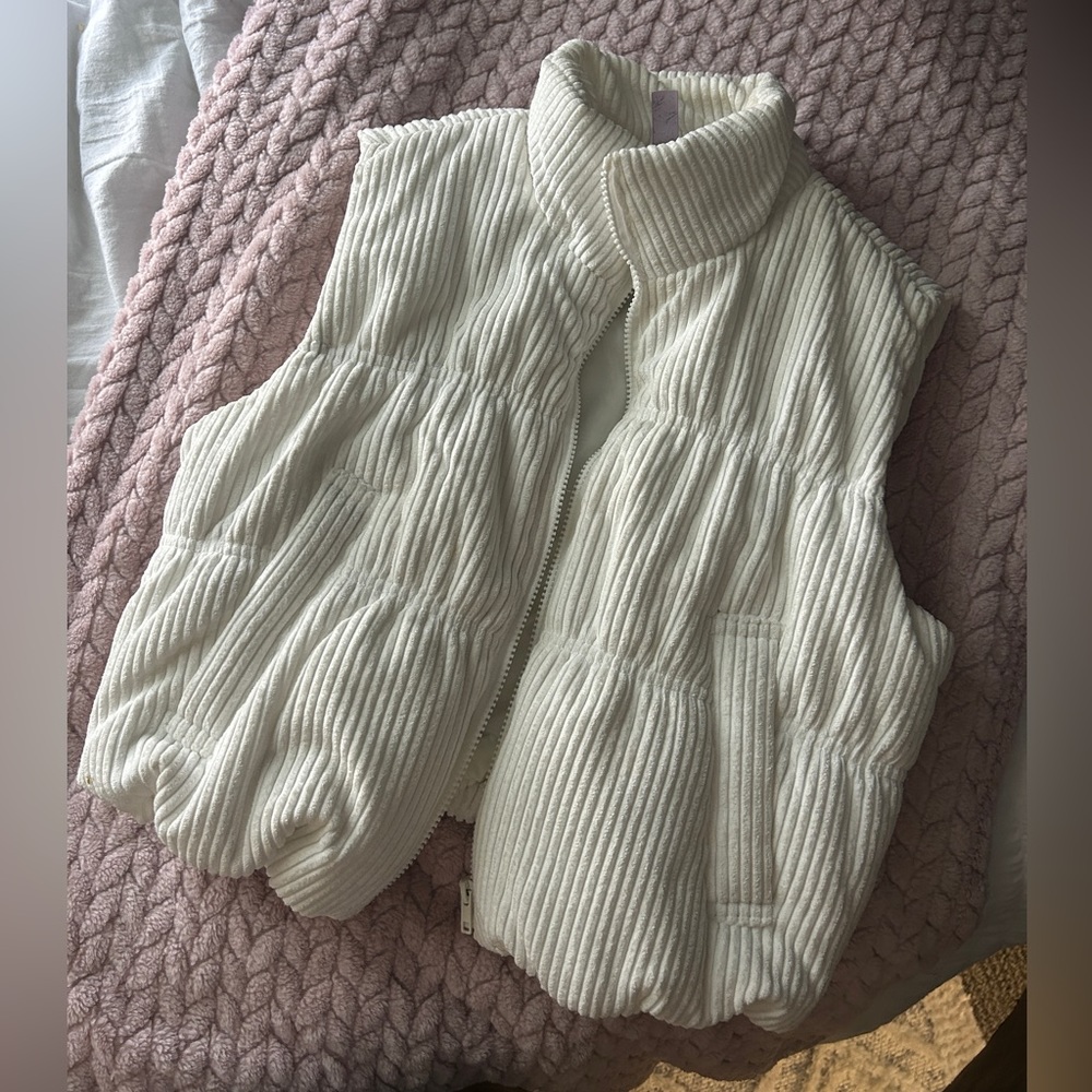 White Corduroy Puffer Vest
